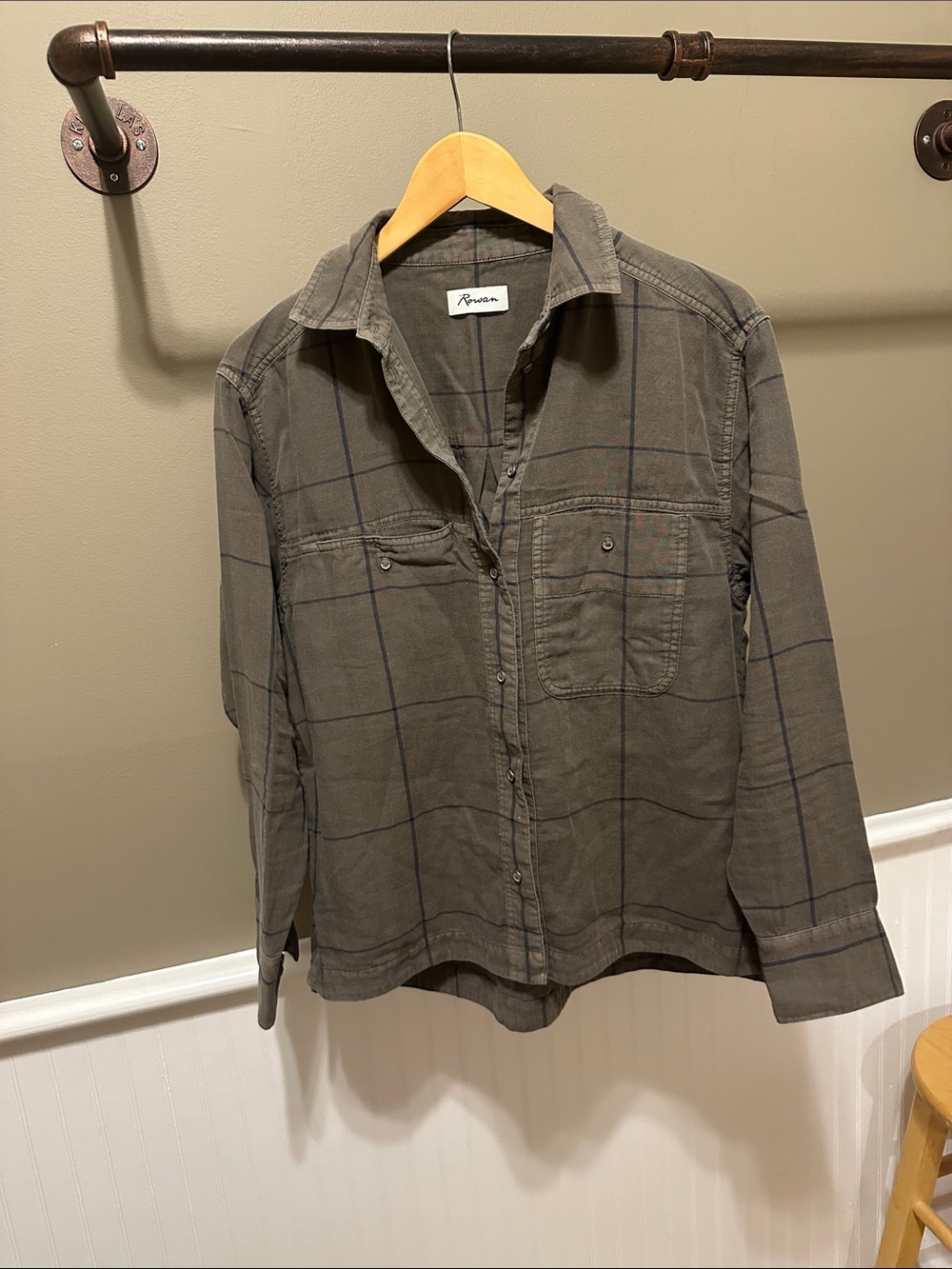 Rowan Olive-Tone Plaid Button-Up Shirt